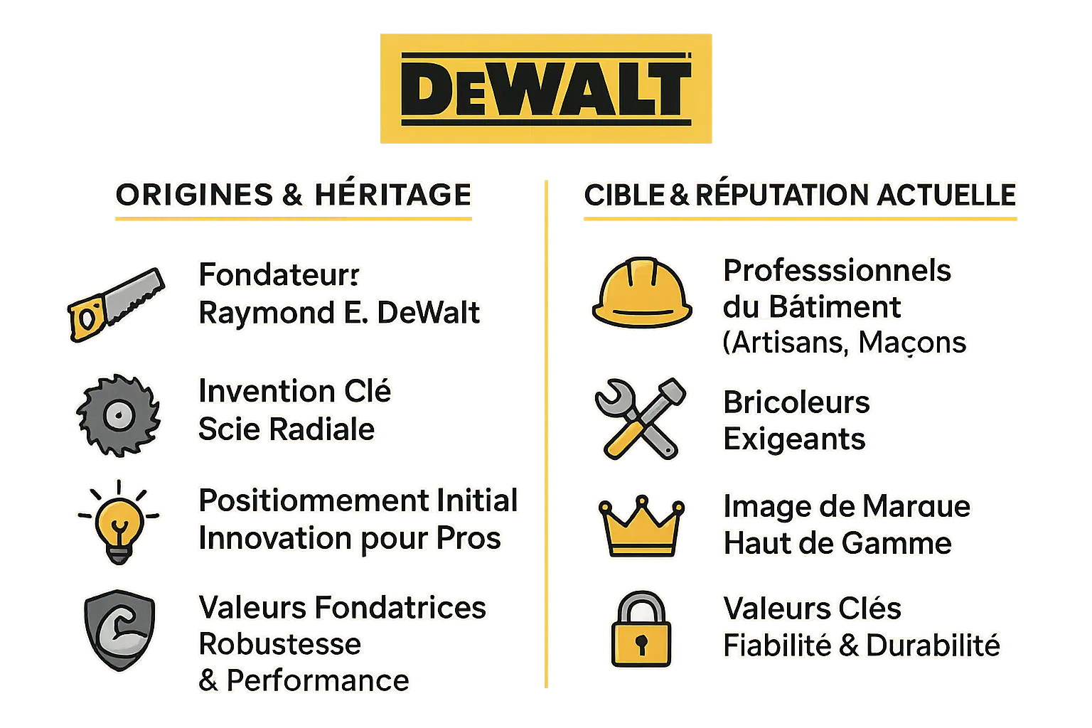 Illustration de l'histoire et de la réputation de Dewalt