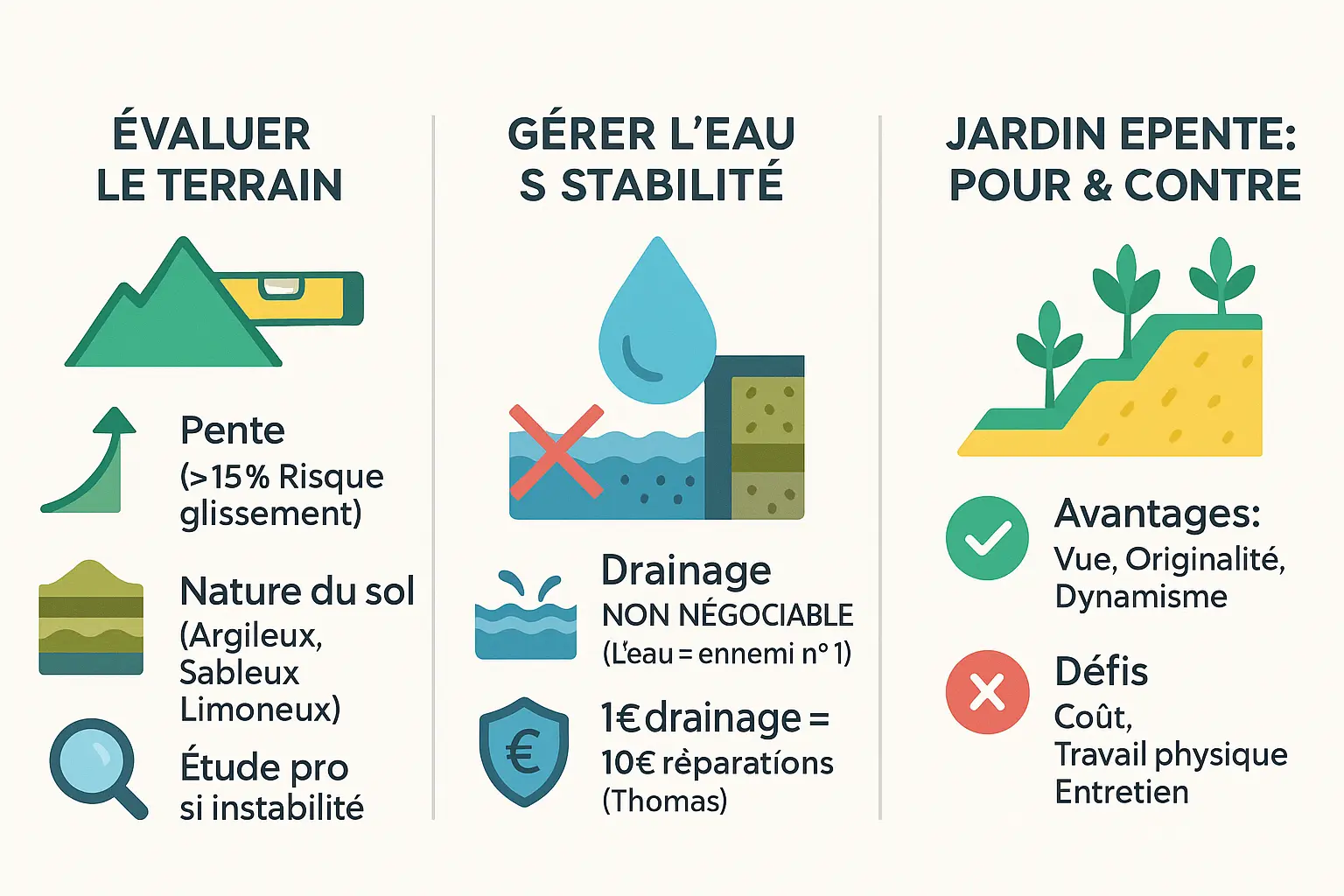 Diagnostic d'un jardin en pente