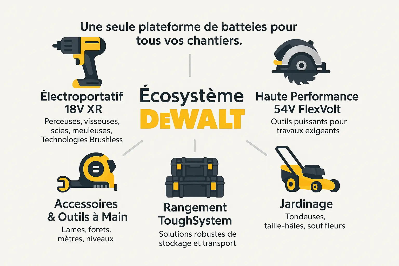Vue d'ensemble de <strong>l'écosystème Dewalt</strong>