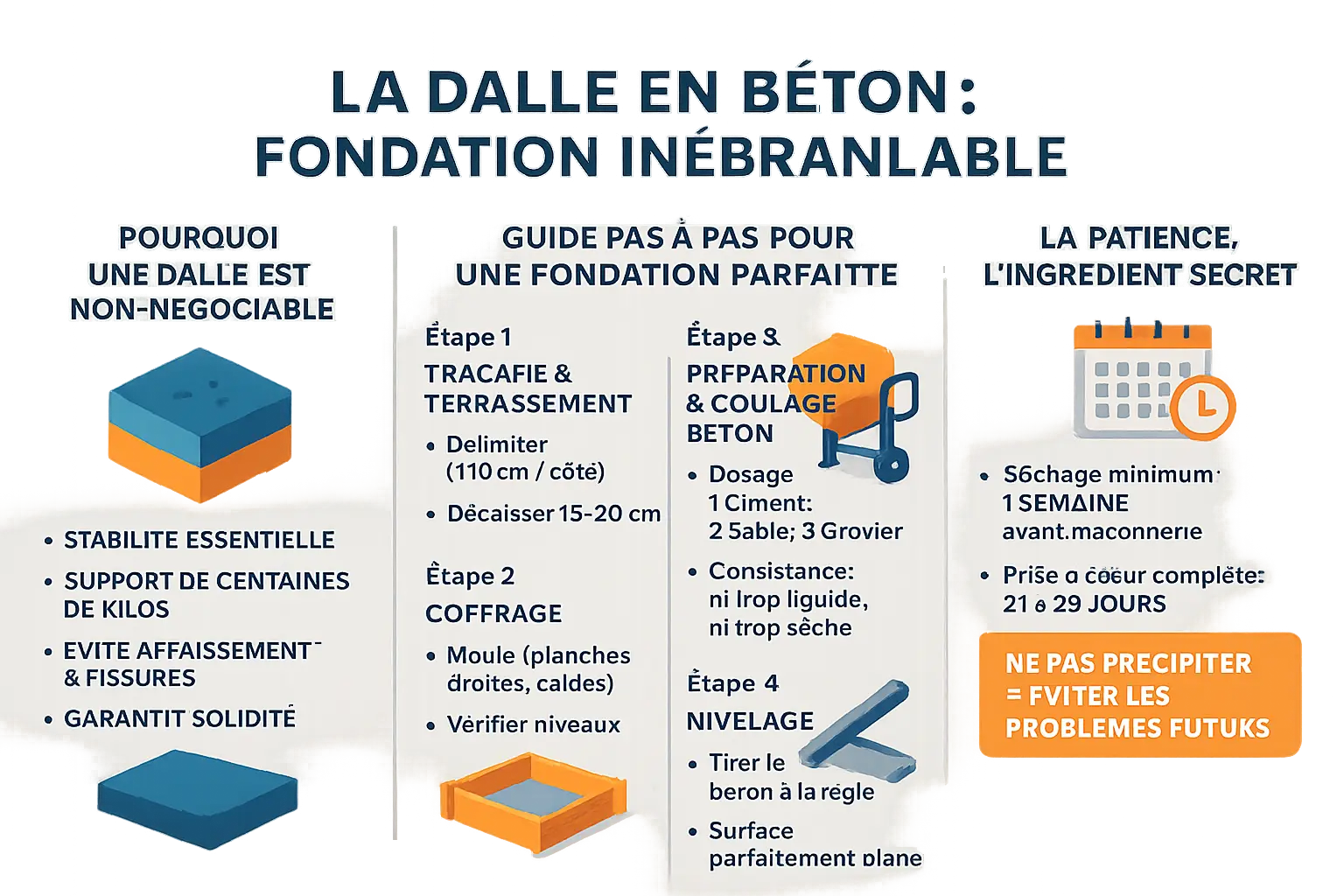 Dalle en béton pour fondation de barbecue