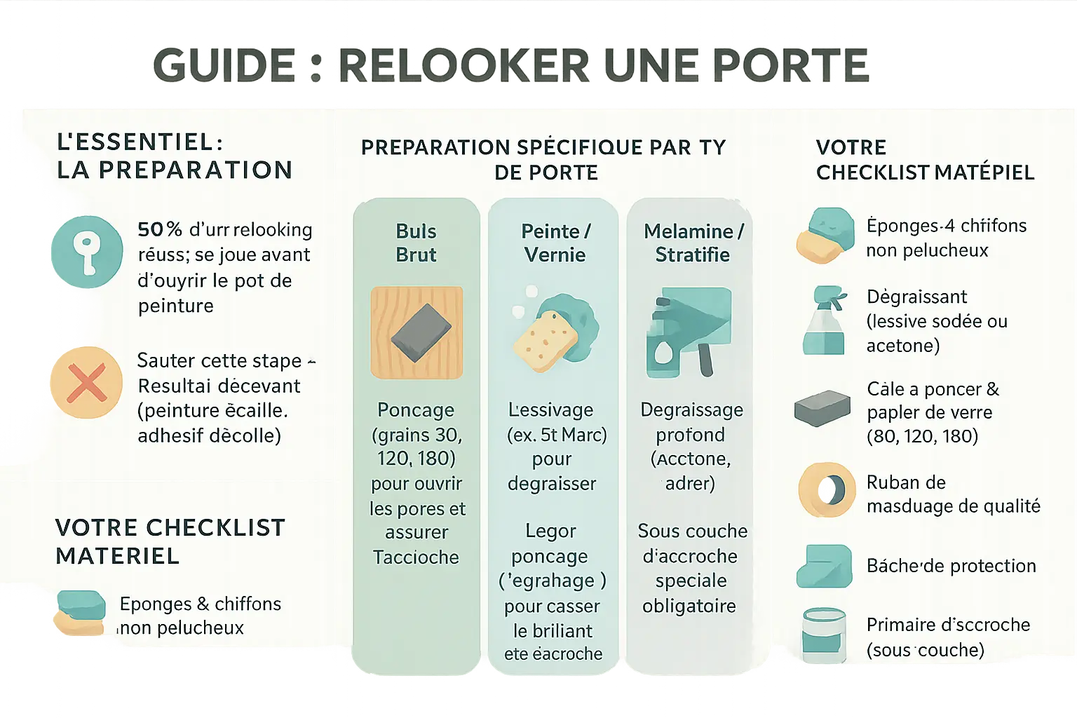 Préparation d'une porte avant rénovation