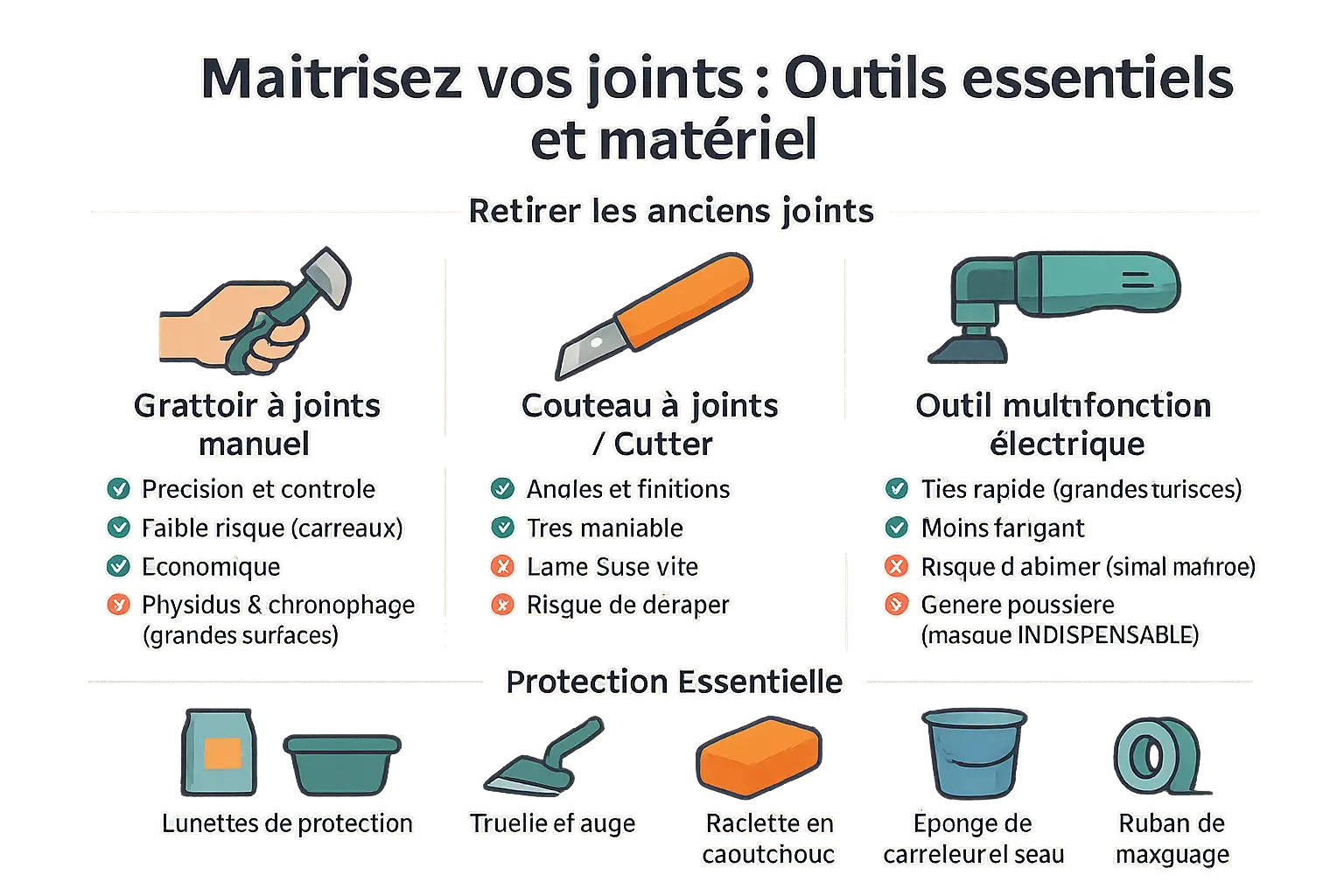 Outils professionnels pour le rejointoiement de carrelage