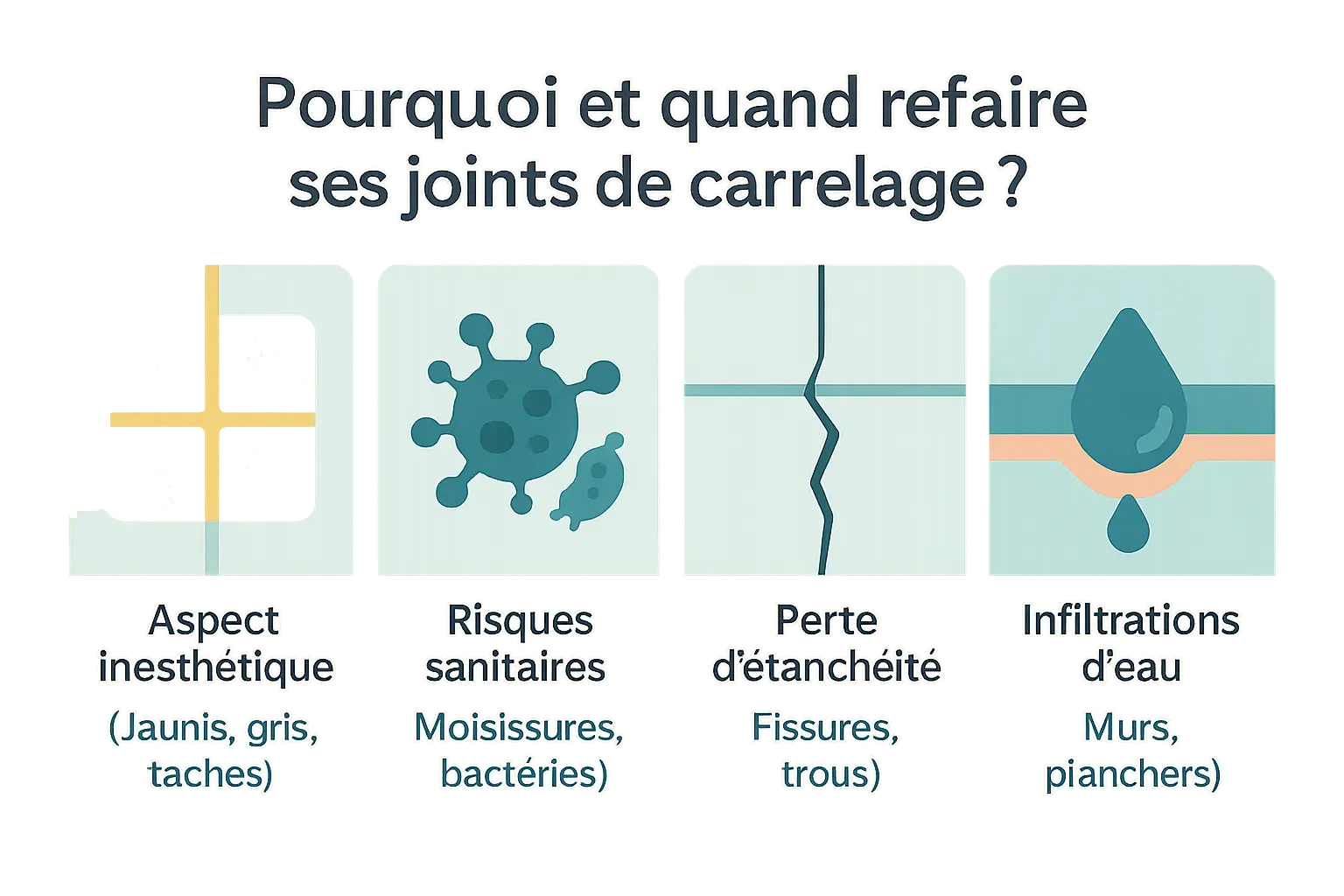 Joints de carrelage dégradés avec moisissures