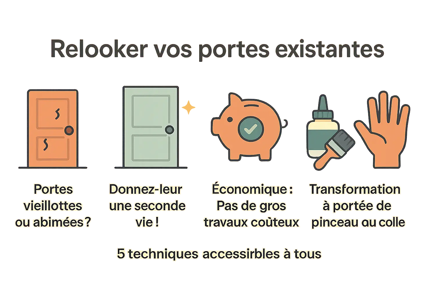Exemple de portes rénovées sans remplacement