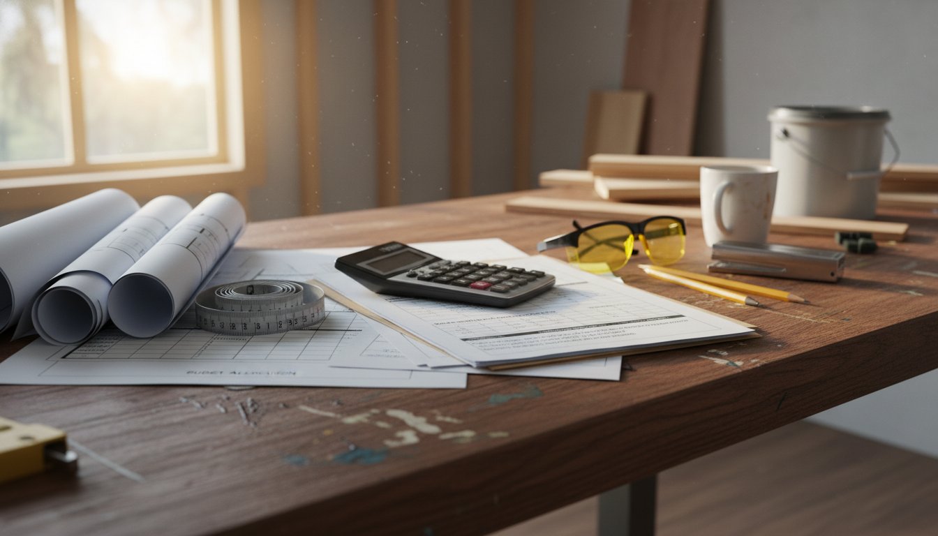 Coût rénovation maison m2 - plans budget et outils sur établi
