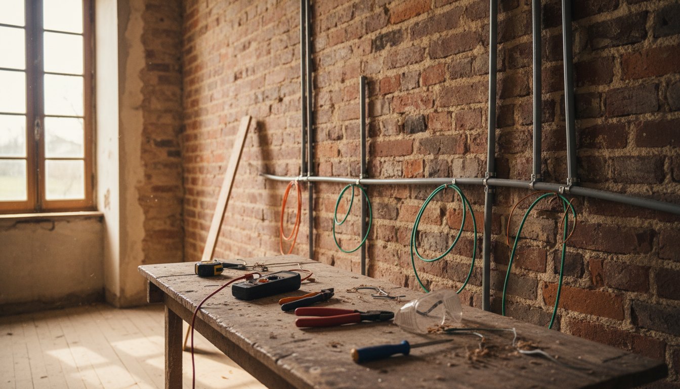 Installation electricite maison prix - chantier renovation electrique avec gaines et outils