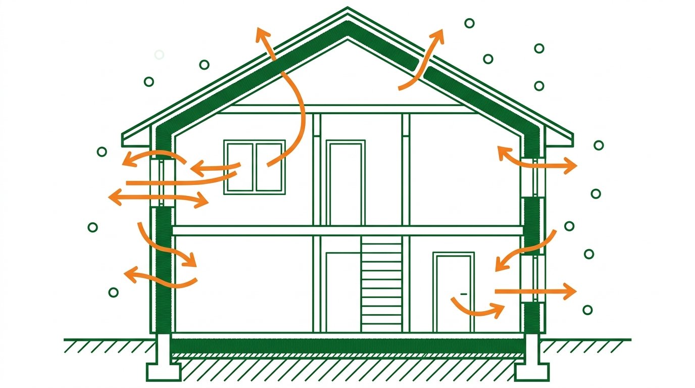 Consommation electricite maison - schema isolation thermique maison