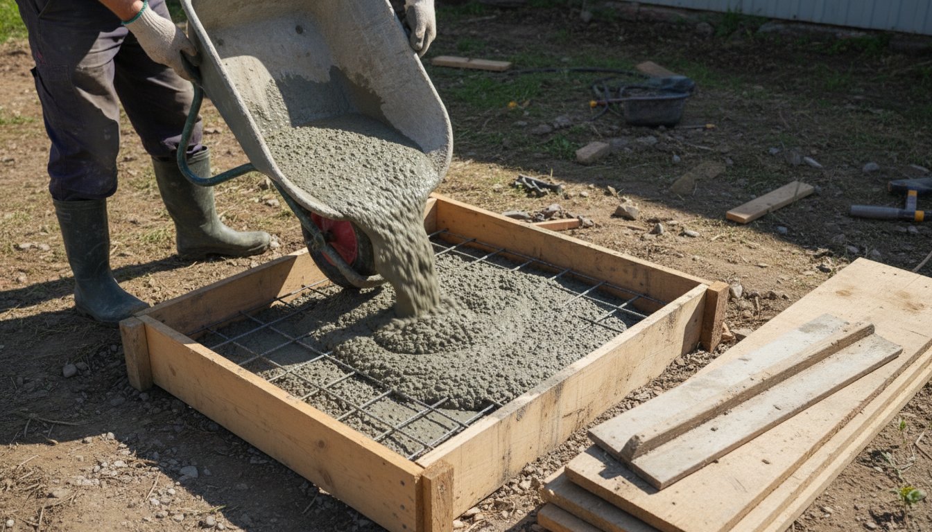 dosage pour dalle beton - coulage du béton dans le coffrage