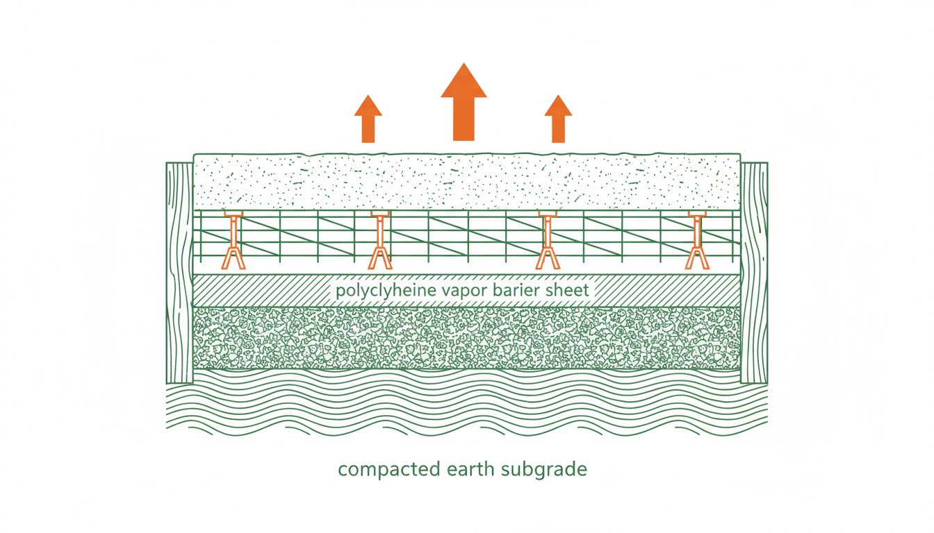 dosage pour dalle beton - schéma de coupe avec hérisson polyane treillis