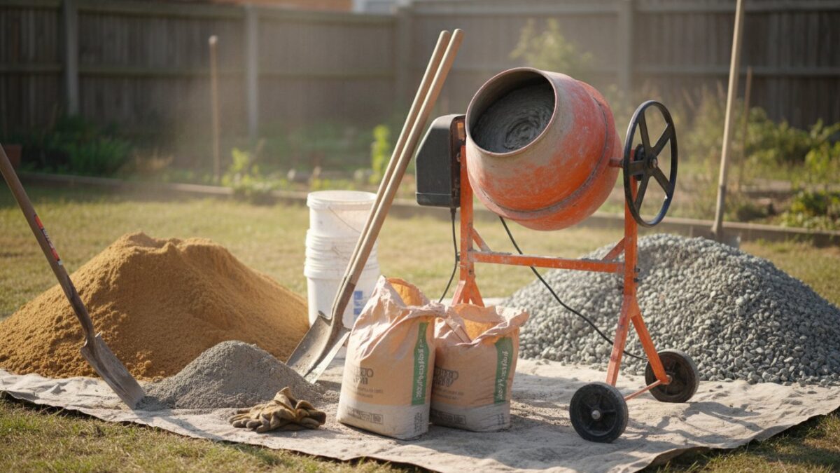dosage pour dalle beton - betonniere et materiaux ciment sable gravier