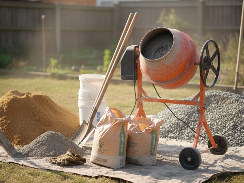 dosage pour dalle beton - betonniere et materiaux ciment sable gravier