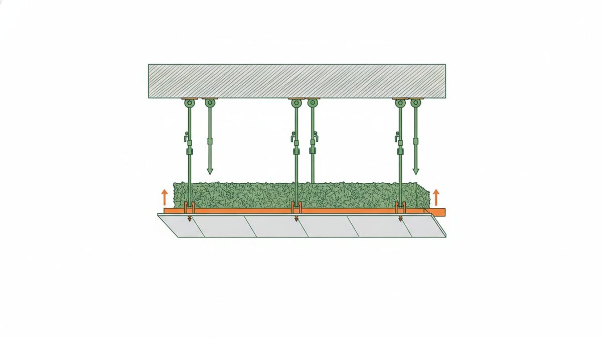 Fourrure placo - ossature de plafond suspendu avec suspentes et plaque