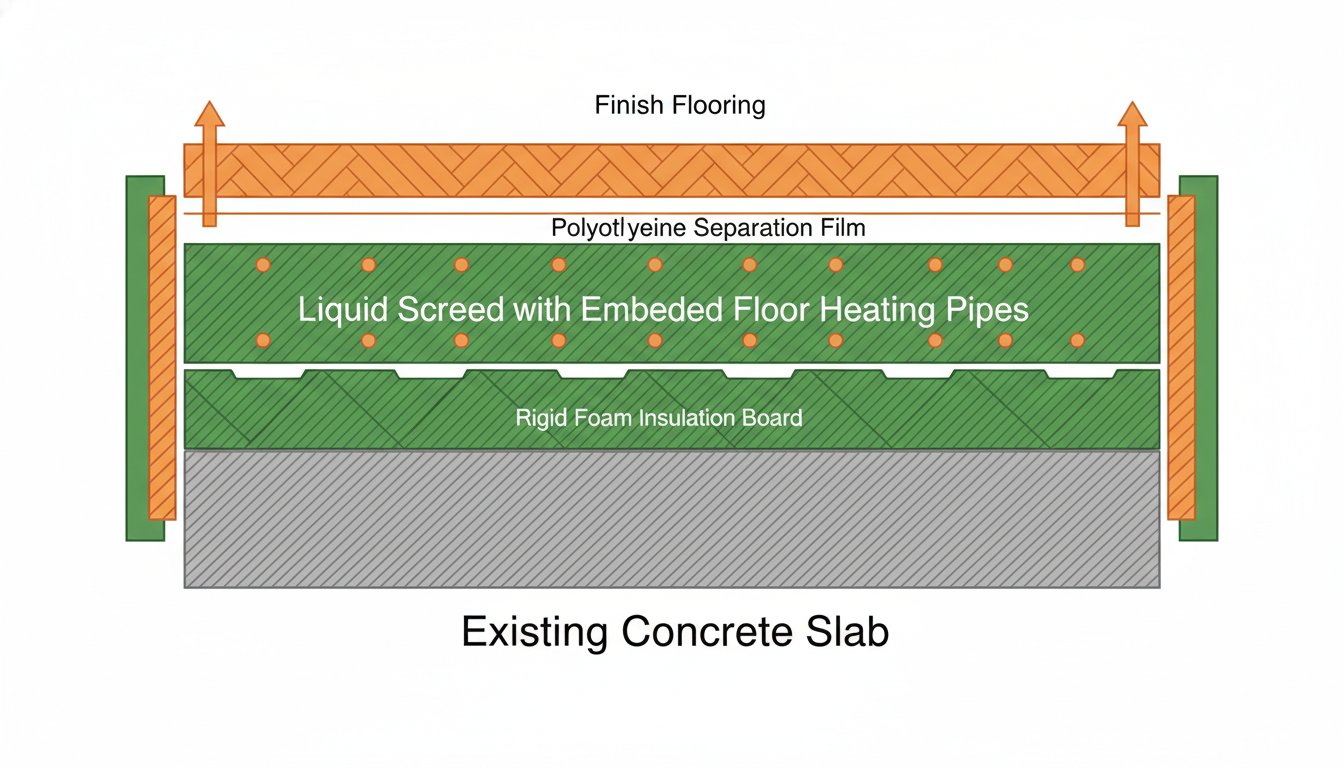 Isolant pour dalle béton - chape flottante avec plancher chauffant intégré