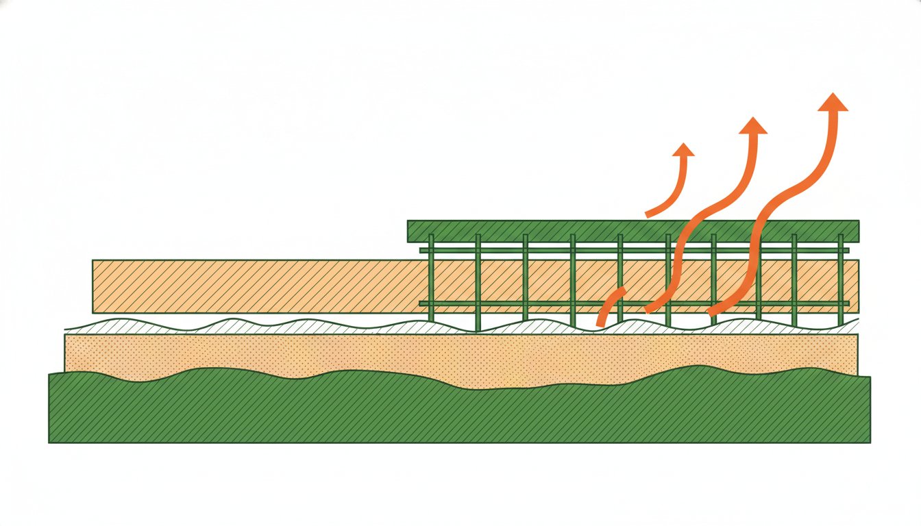 Isolation sur dalle béton - coupe technique des couches isolantes