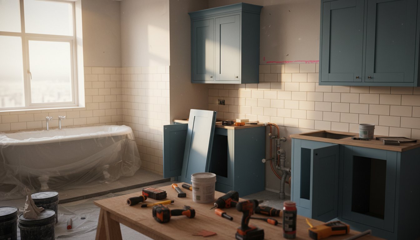 Rénovation maison prix m² - cuisine et salle de bain en cours de rénovation