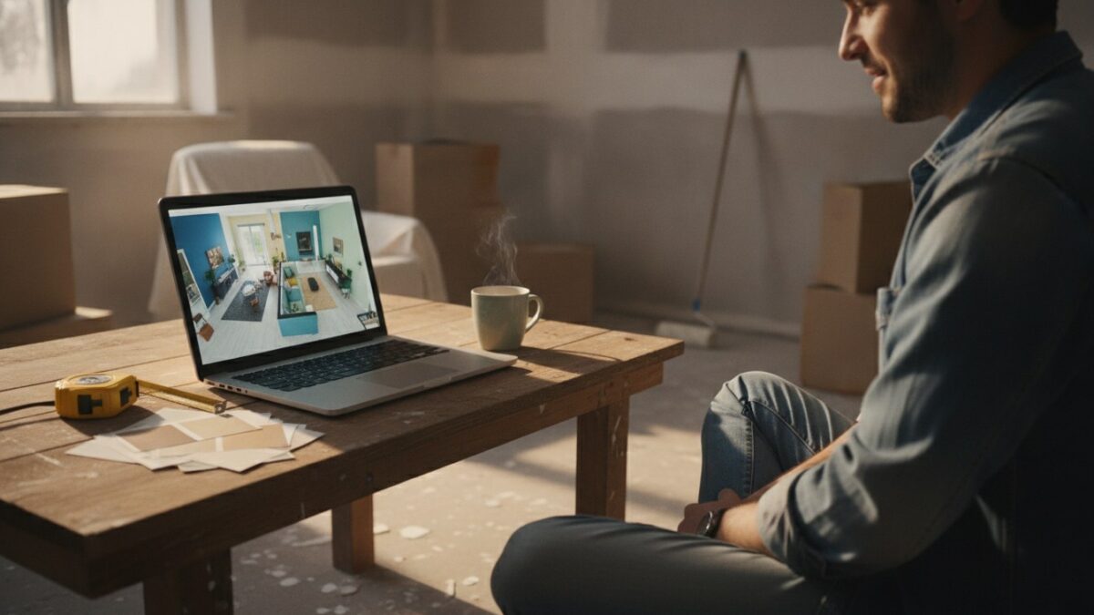 amenagement interieur logiciel - personne utilisant un logiciel de plan 3D sur ordinateur portable