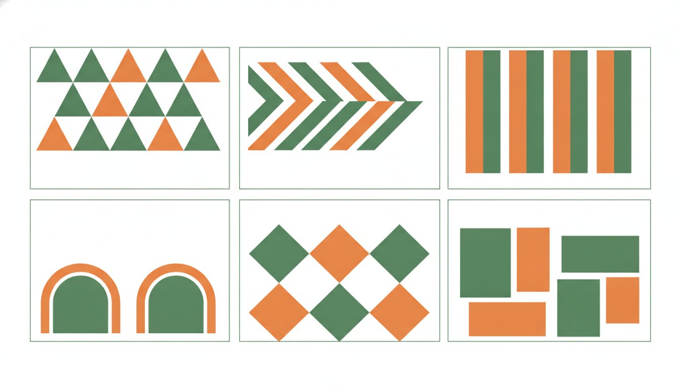 Graphique motif peinture mur - planche des principaux motifs géométriques