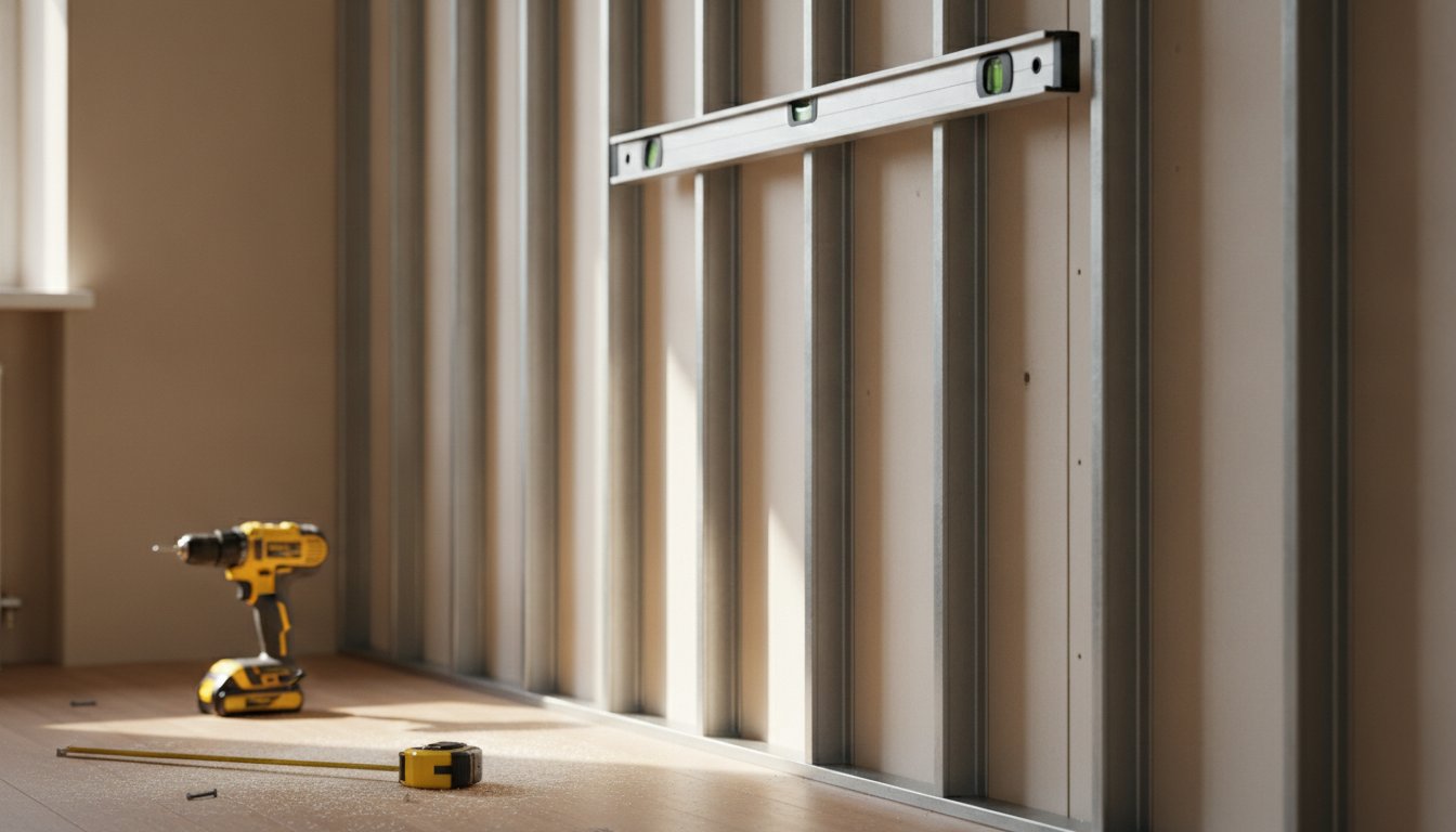 Montant placo - ossature métallique d'une cloison en plaques de plâtre