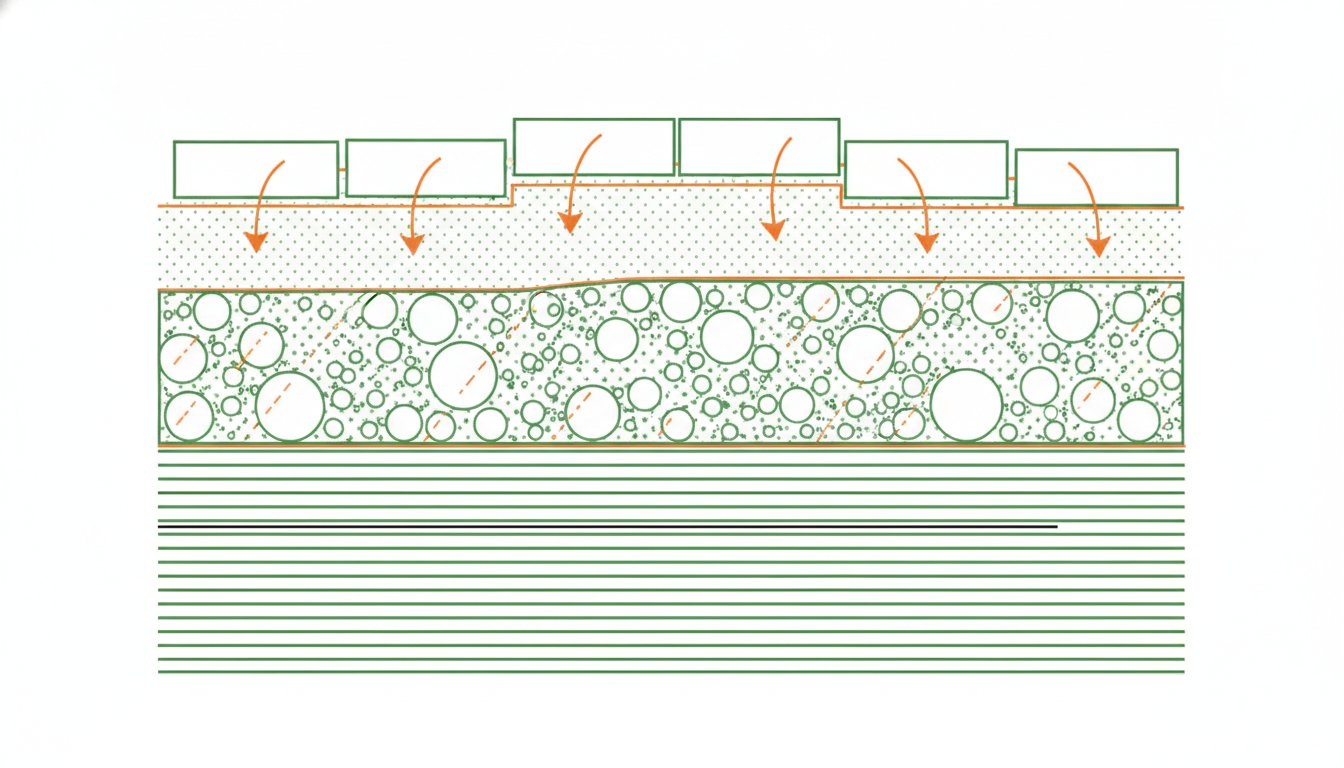 Aménagement extérieur cour - coupe technique des couches de préparation du sol