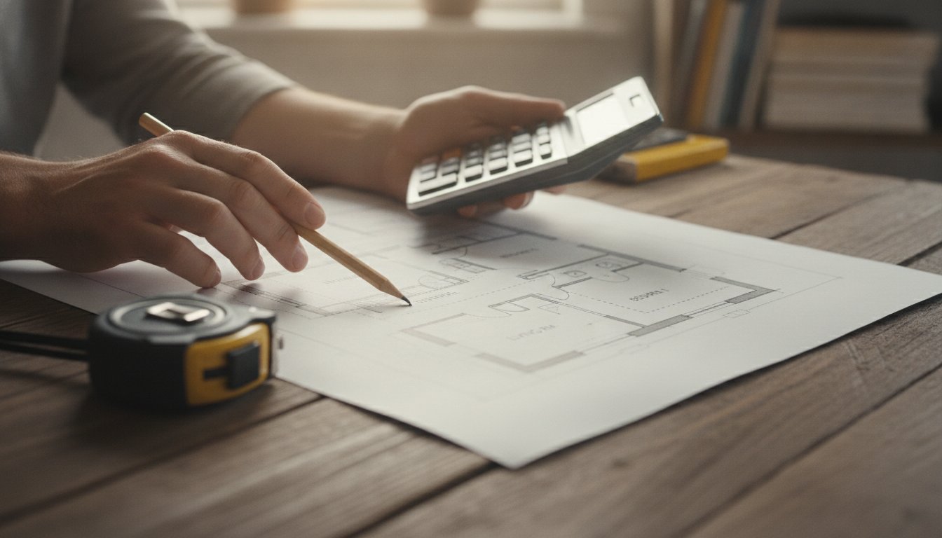 Architecte pour renovation maison - calcul du budget sur les plans
