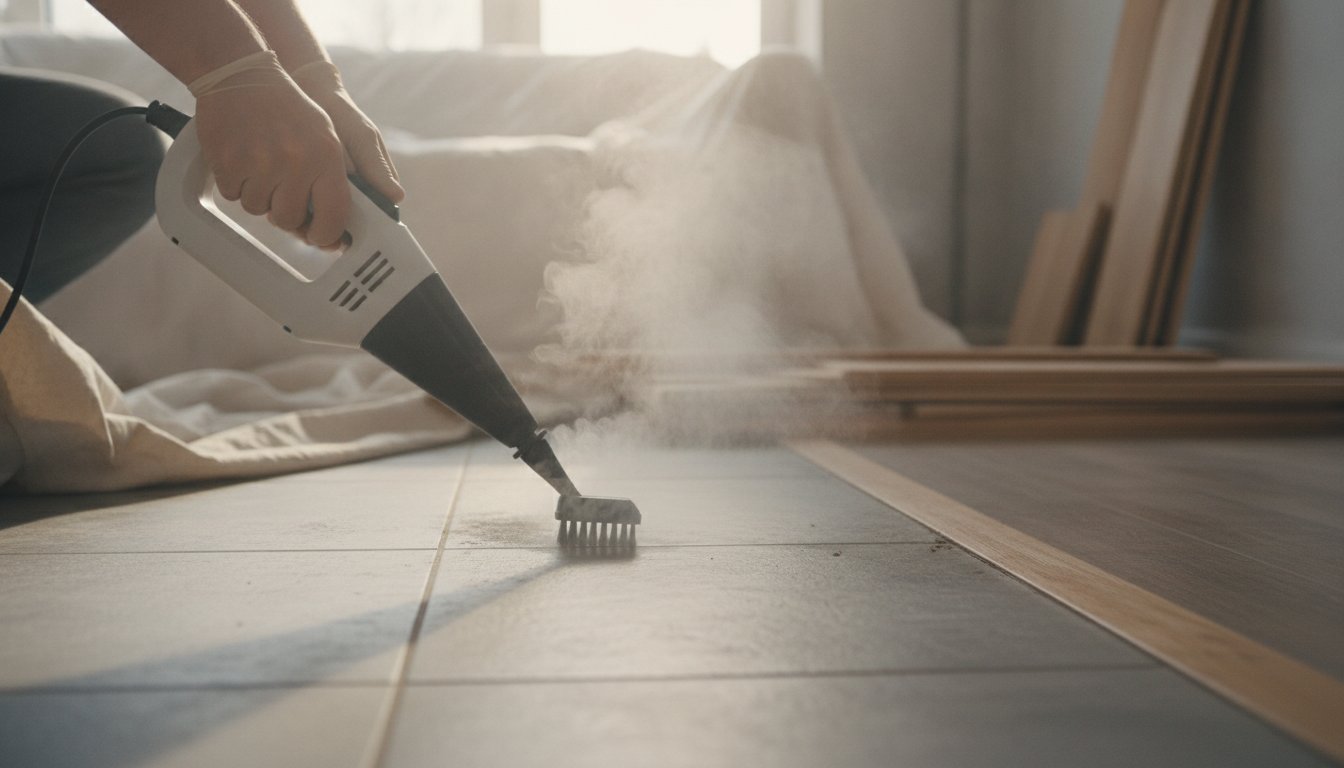 Nettoyant joint carrelage sol - nettoyeur vapeur sur les joints du sol