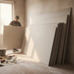 Prix d une plaque de placo - plaques BA13 empilees sur un chantier de renovation