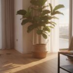 Arbre decoration interieur ficus lyrata dans un salon lumineux
