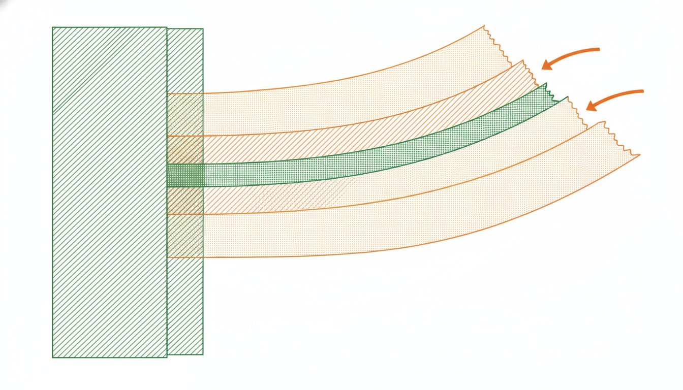 Bande placo - schema coupe des couches d'enduit et de la bande a joint