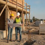 Constructeur gros oeuvre - chantier avec fondations et murs en cours delevation