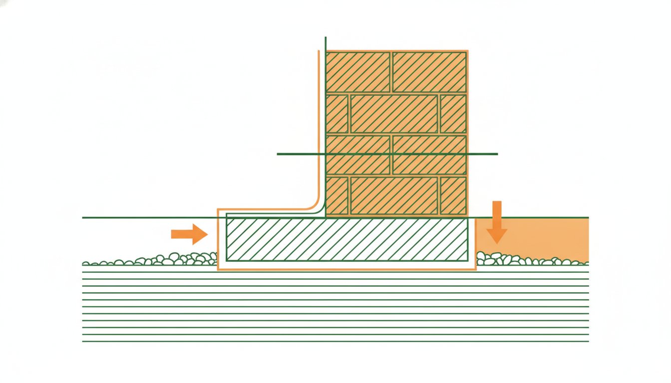 Constructeur gros oeuvre - schéma technique des fondations et du soubassement d'une maison