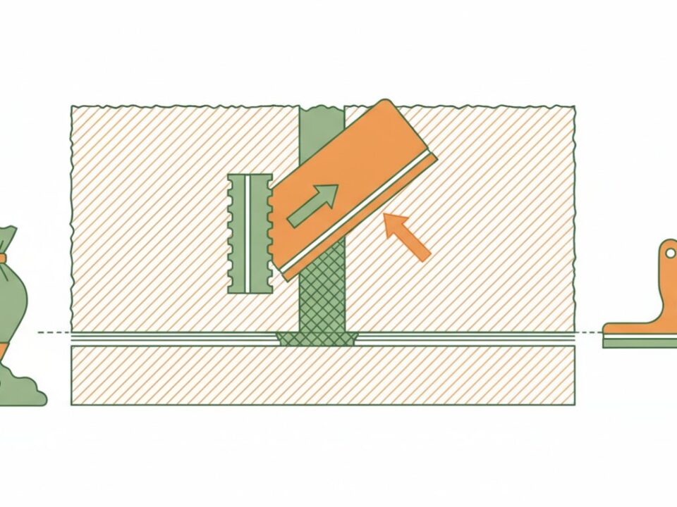 Joint pour carrelage sol - application du mortier a la spatule caoutchouc