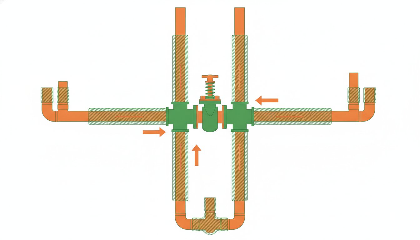 Norme plomberie maison - manifold de distribution eau chaude et eau froide avec réducteur de pression