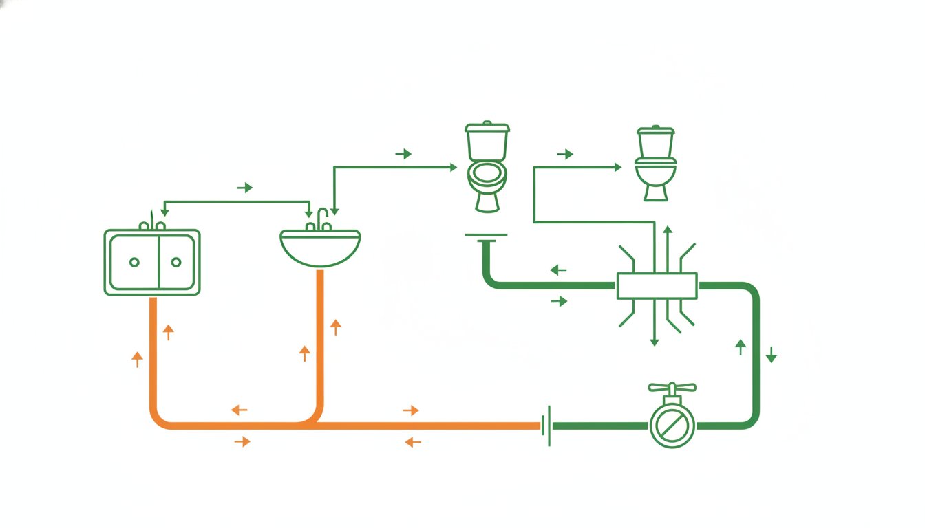Norme plomberie maison - schéma du réseau d'alimentation et d'évacuation d'eau