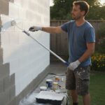 Peinture mur parpaing - application au rouleau sur mur exterieur
