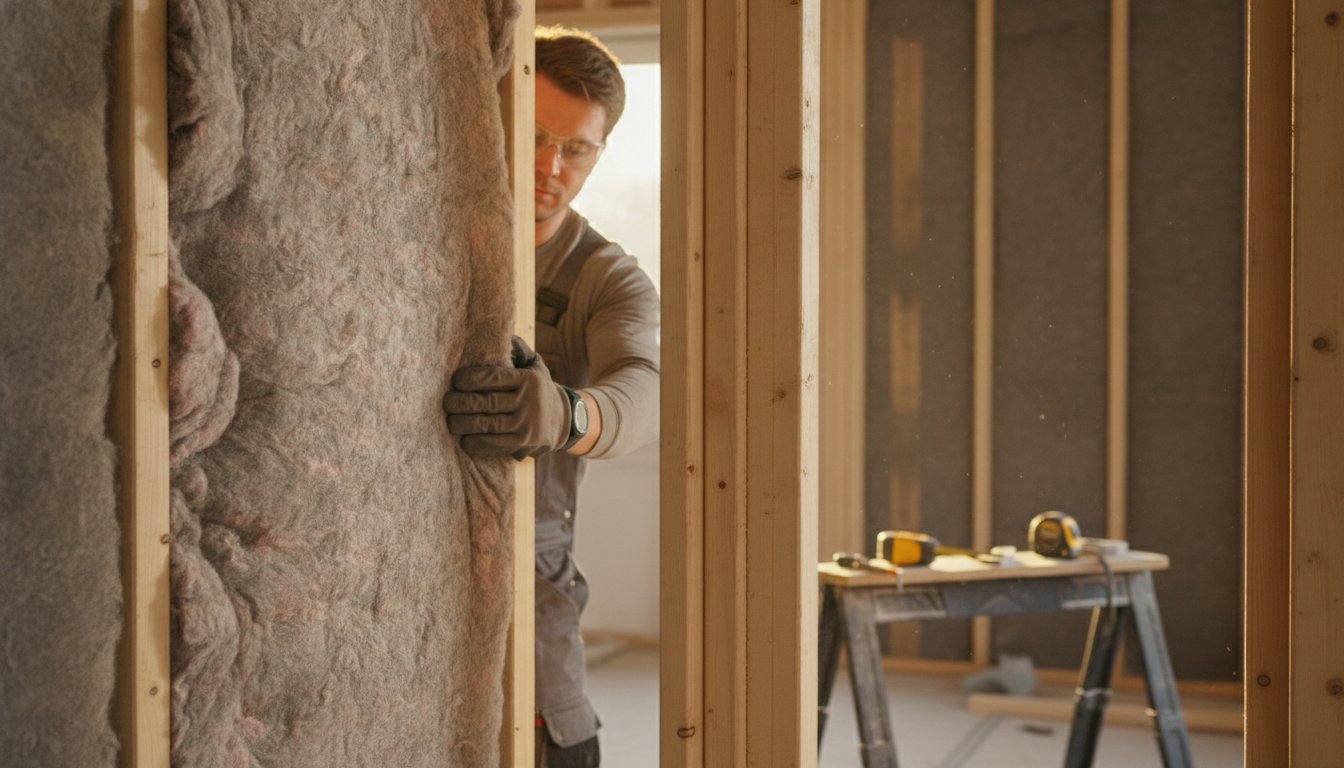 Prix isolation maison 100m2 - pose de laine minérale dans une cloison en rénovation