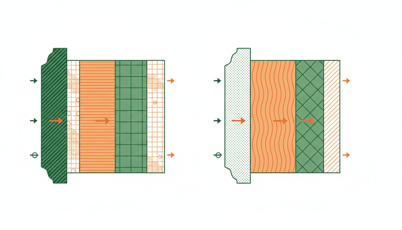 Prix isolation maison 100m2 - schema comparatif isolation interieure ITI et exterieure ITE