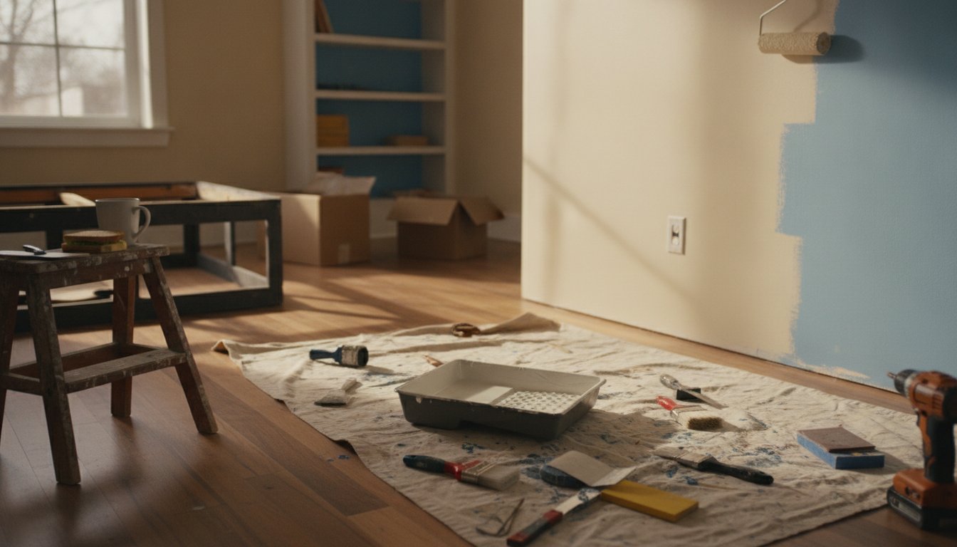 Rénovation maison intérieur - travaux de peinture et rafraîchissement d'une pièce