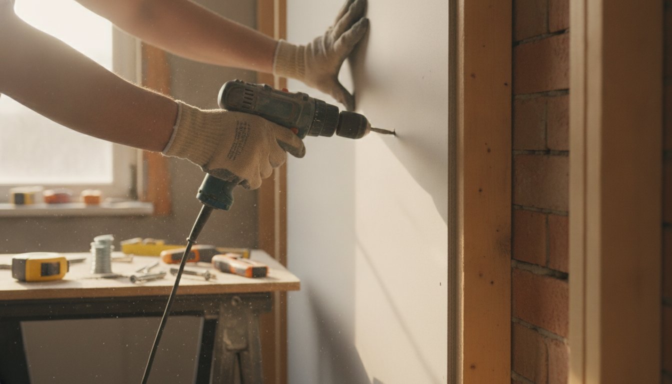 Rénovation maison intérieur - pose de cloison en plaque de placo pendant le second œuvre