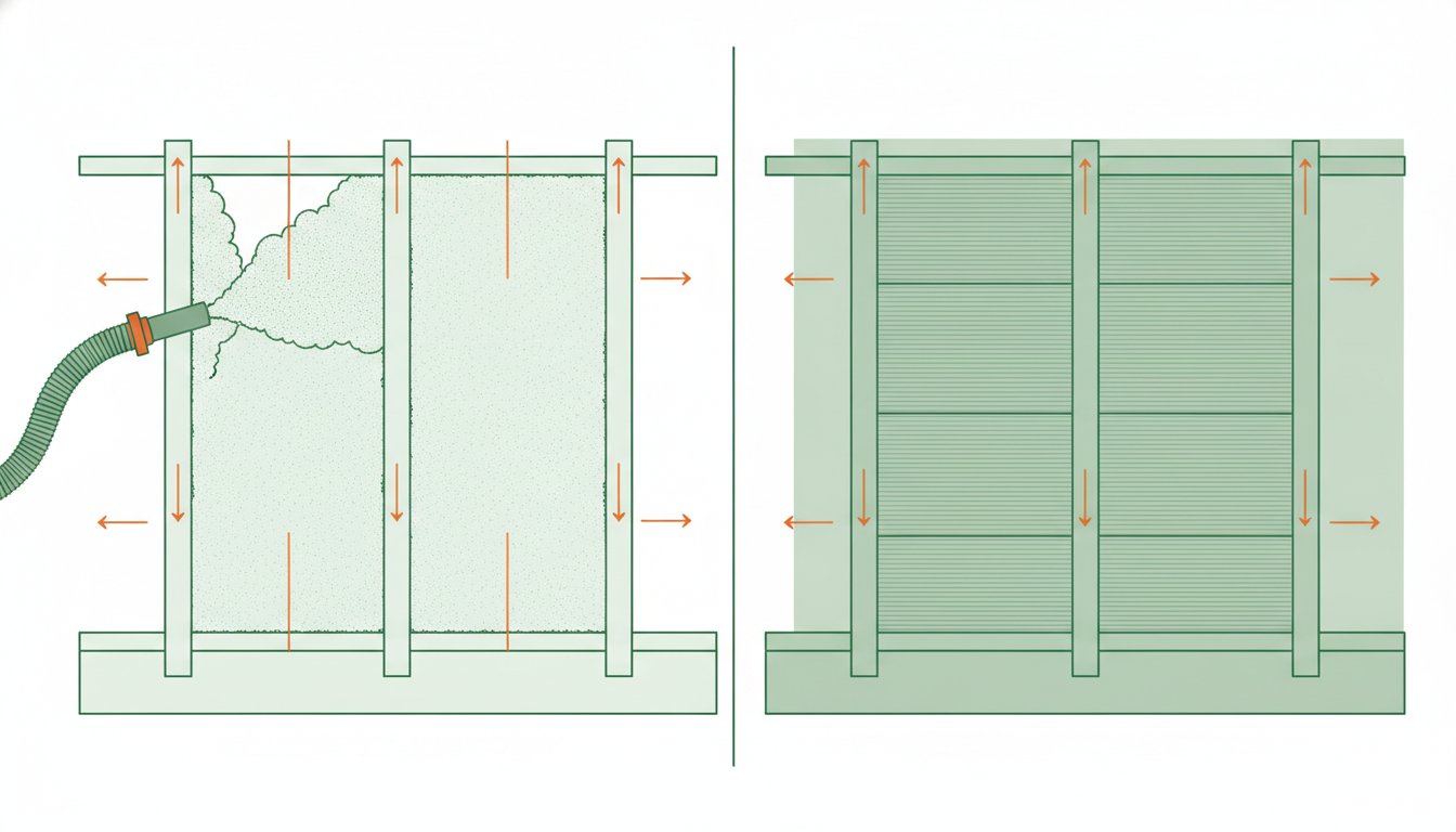 Isolation combles perdus laine de verre - comparaison de la laine soufflée et des rouleaux