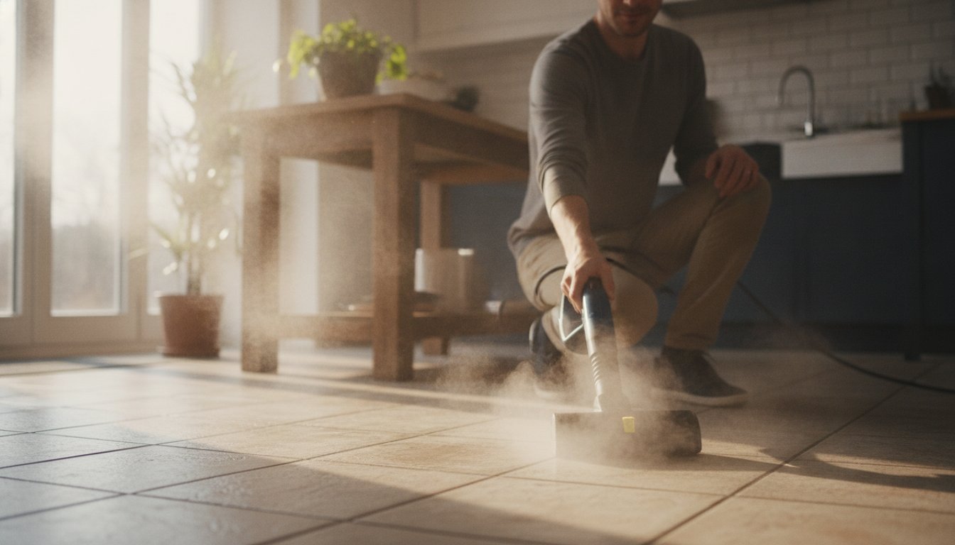 Nettoyer carrelage sol en profondeur avec un nettoyeur vapeur