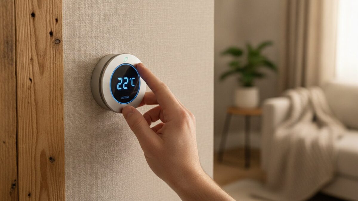 Reduire facture electricite astuces - main ajustant un thermostat connecte