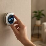 Reduire facture electricite astuces - main ajustant un thermostat connecte