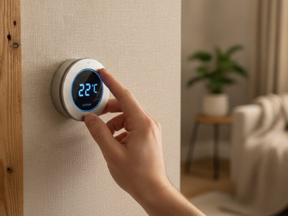 Reduire facture electricite astuces - main ajustant un thermostat connecte