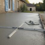 chape béton extérieur épaisseur - chape fraîchement tirée à la règle sur une terrasse