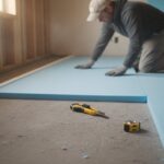 Chape flottante isolation pose - panneaux isolants posés sur une dalle béton avec bande périphérique