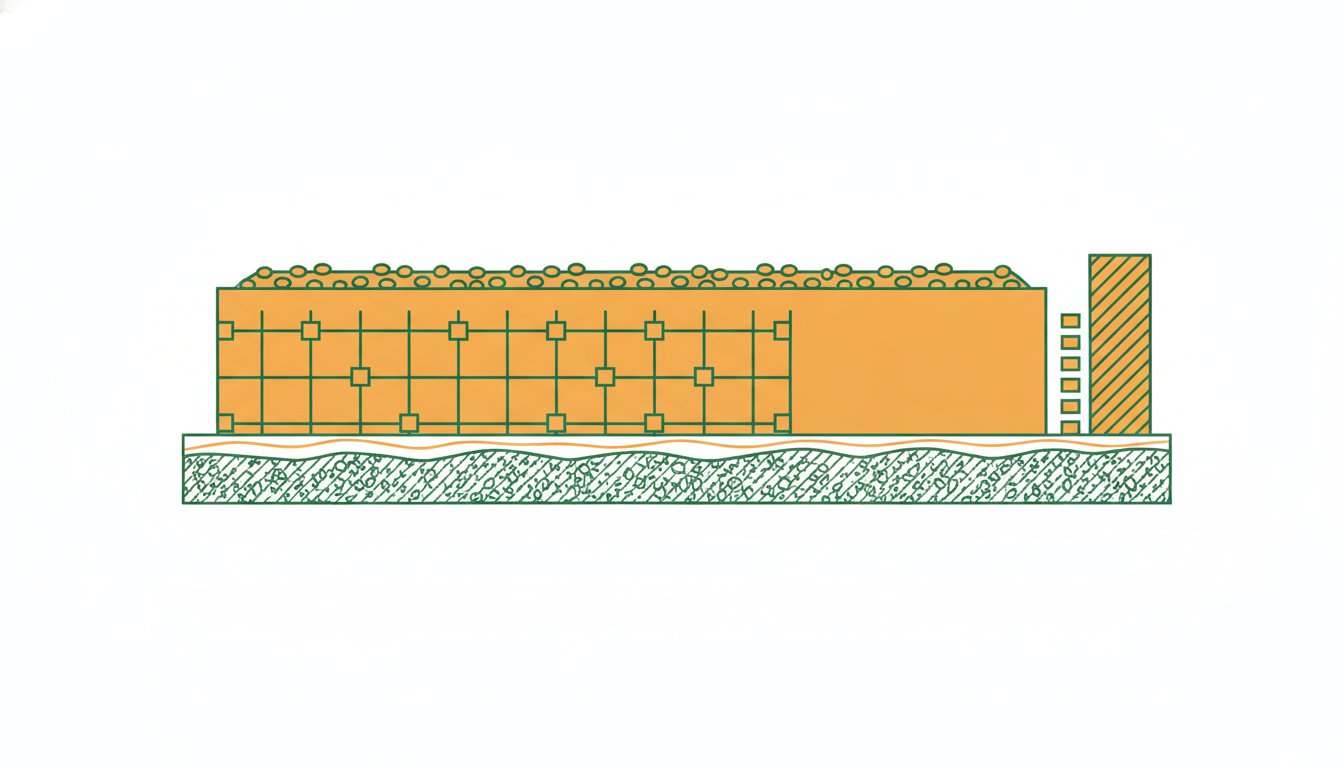 dalle béton gravillonnée terrasse - coupe des couches : sous-couche, treillis soudé et dalle