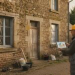 dpe maison ancienne obligation - maison en pierre et diagnostiqueur avec tablette