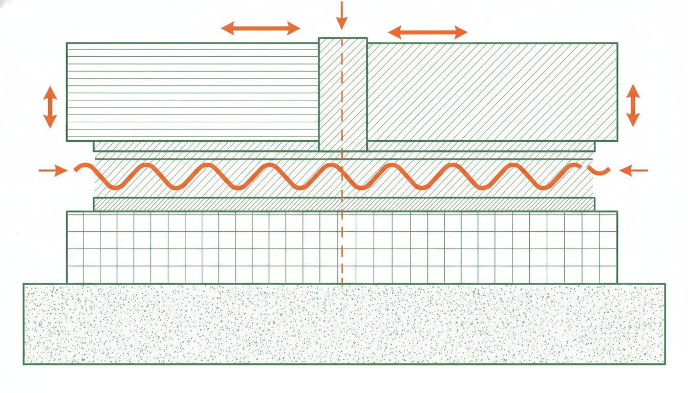 Plancher chauffant électrique sur dalle béton - joint de dilatation dans la chape
