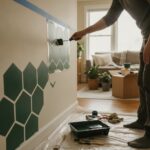 Pochoir mural geometrique tuto - peindre un motif hexagonal au rouleau