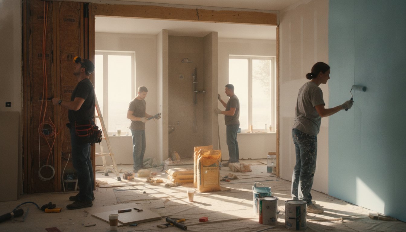 Renovation maison cle en main prix - equipe artisans coordonnee sur le chantier